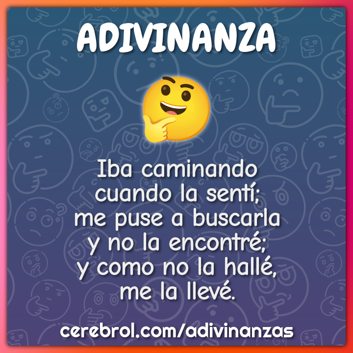 Iba caminando cuando la sentí; me puse a buscarla y no la encontré; y...