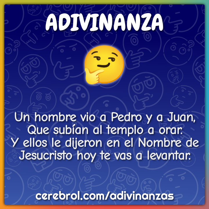 Un hombre vio a Pedro y a Juan, Que subían al templo a orar. Y ellos...