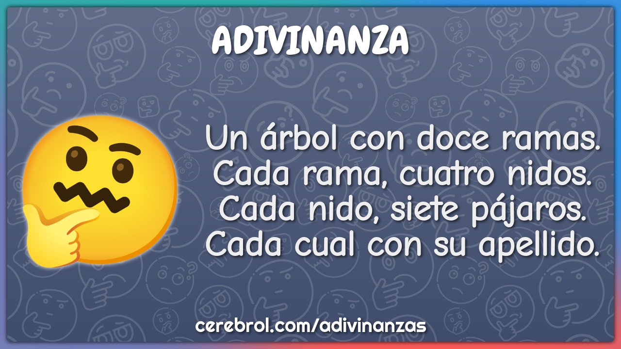 Un árbol con doce ramas. Cada rama, cuatro nidos. Cada nido, siete...