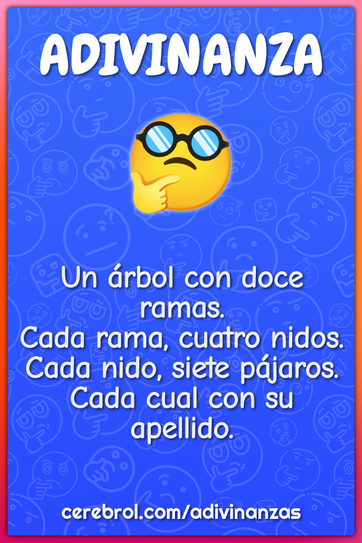 Un árbol con doce ramas. Cada rama, cuatro nidos. Cada nido, siete...