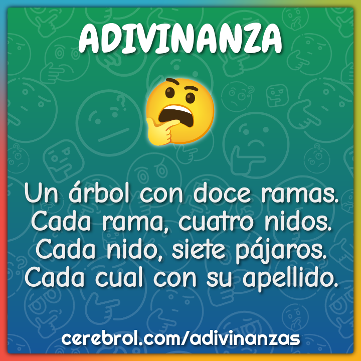 Un árbol con doce ramas. Cada rama, cuatro nidos. Cada nido, siete...