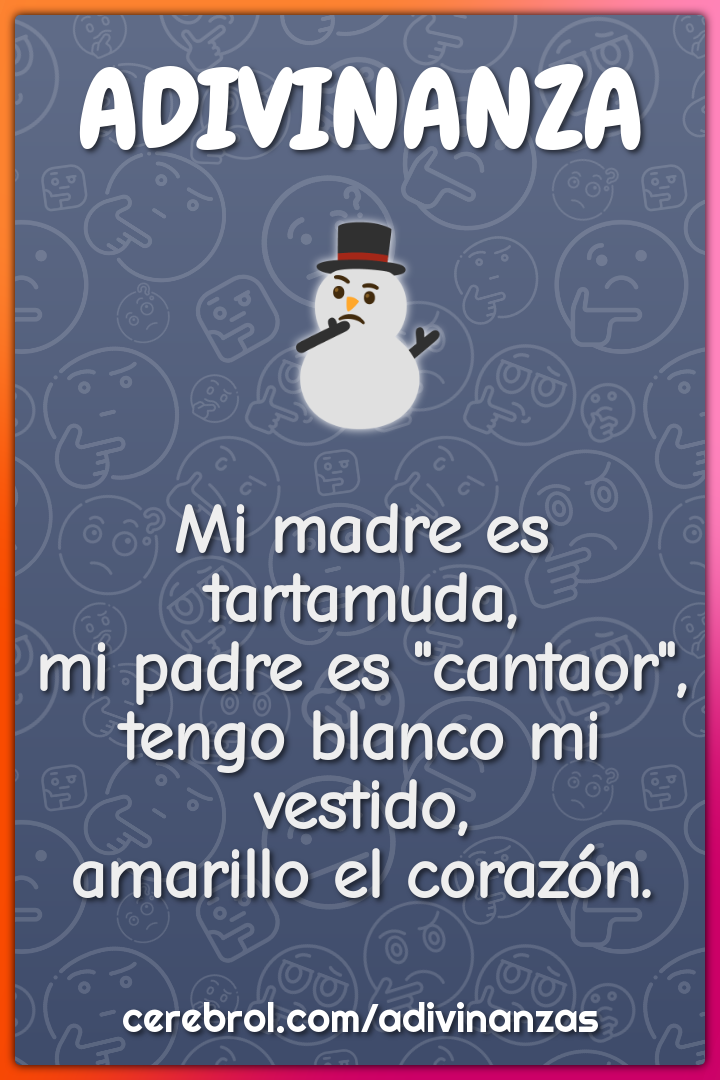 Mi madre es tartamuda, mi padre es "cantaor", tengo blanco mi vestido,...