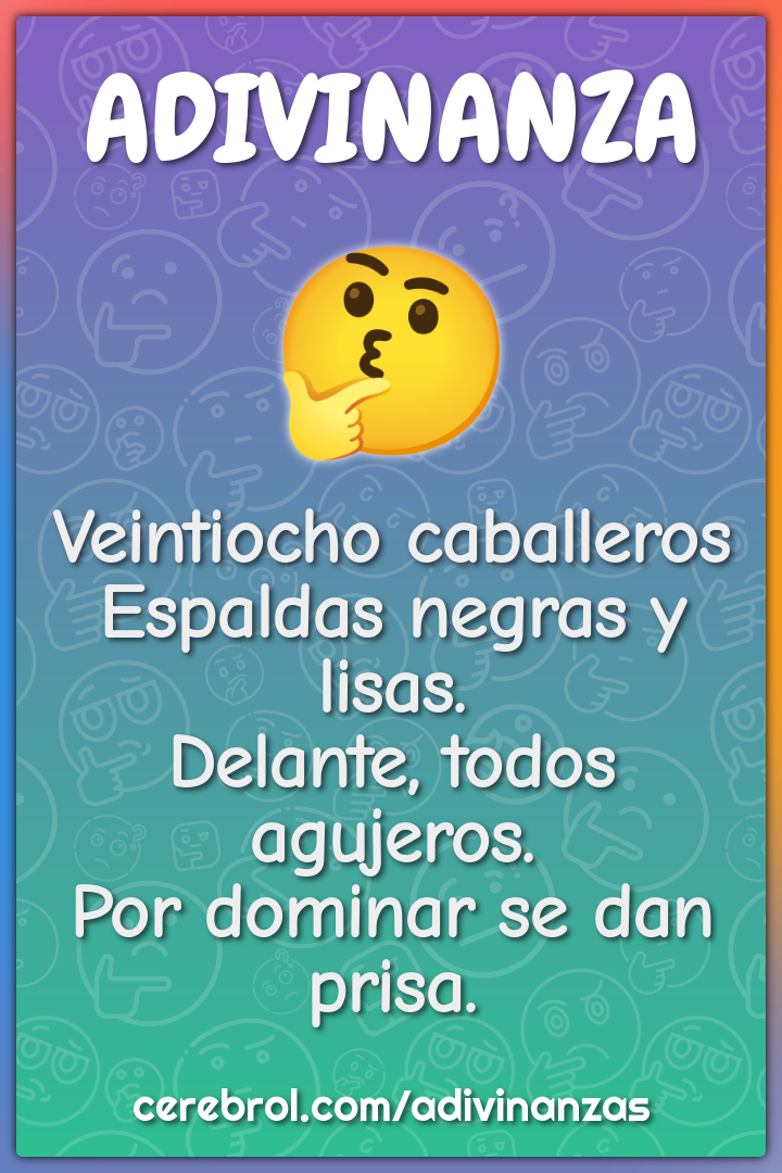 Veintiocho caballeros Espaldas negras y lisas. Delante, todos...