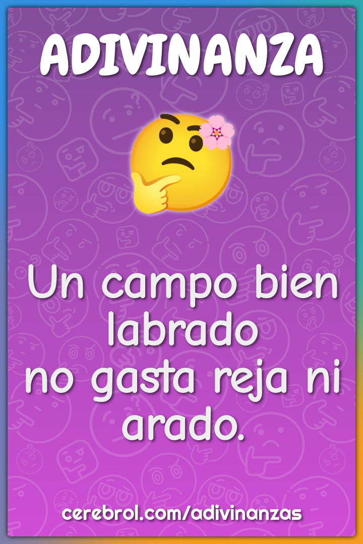 Un campo bien labrado
no gasta reja ni arado.