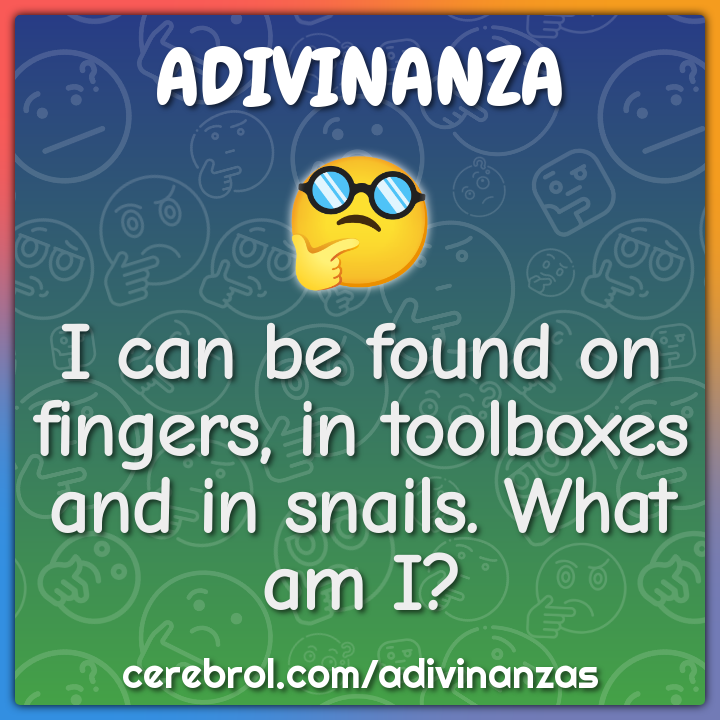 I can be found on fingers, in toolboxes and in snails. What am I?