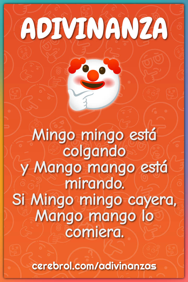 Mingo mingo está colgando y Mango mango está mirando. Si Mingo mingo...