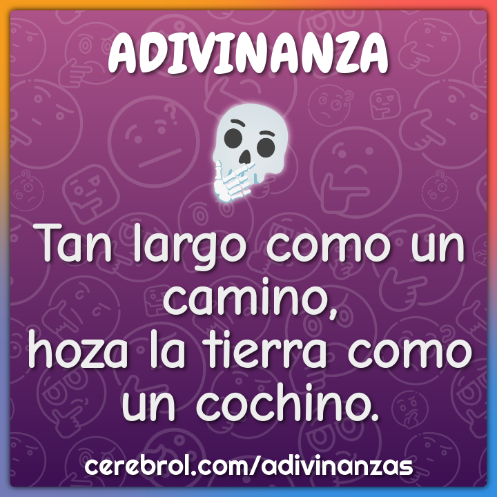 Tan largo como un camino,
hoza la tierra como un cochino.