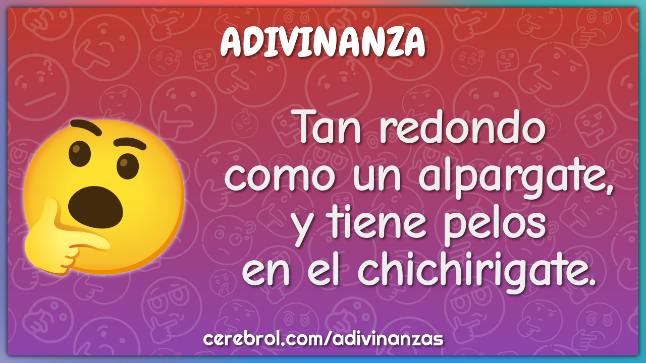 Tan redondo
como un alpargate,
y tiene pelos
en el chichirigate.