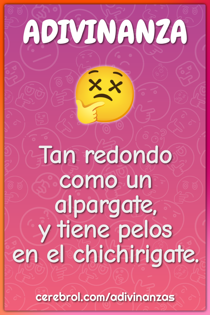 Tan redondo
como un alpargate,
y tiene pelos
en el chichirigate.