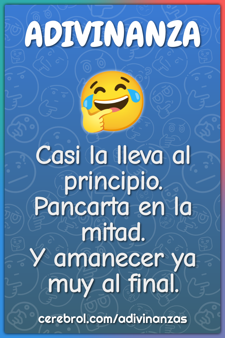 Casi la lleva al principio. Pancarta en la mitad. Y amanecer ya muy al...