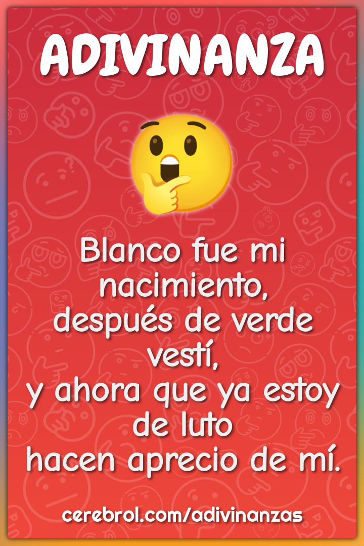 Blanco fue mi nacimiento, después de verde vestí, y ahora que ya estoy...