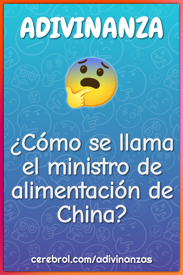 ¿Cómo se llama el ministro de alimentación de China?