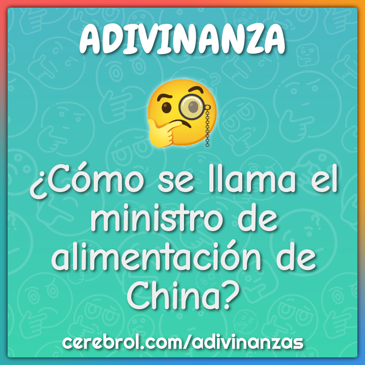 ¿Cómo se llama el ministro de alimentación de China?