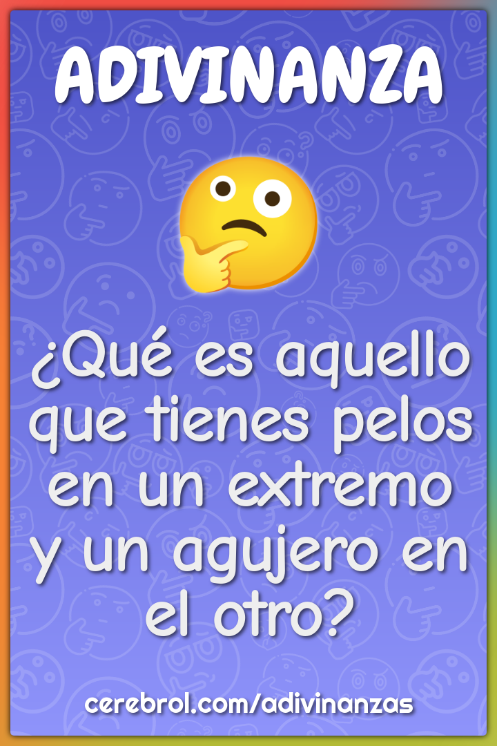 ¿Qué es aquello que tienes pelos en un extremo y un agujero en el...