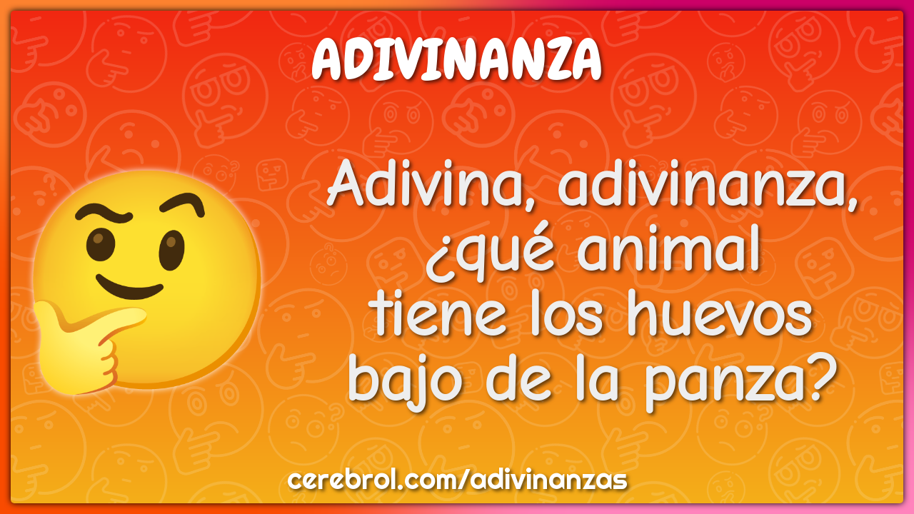 Adivina, adivinanza,
¿qué animal
tiene los huevos
bajo de la panza?