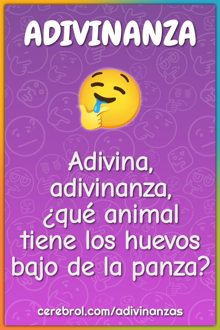 Adivina, adivinanza,
¿qué animal
tiene los huevos
bajo de la panza?