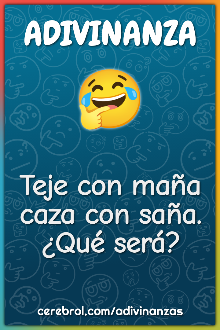 Teje con maña
caza con saña.
¿Qué será?