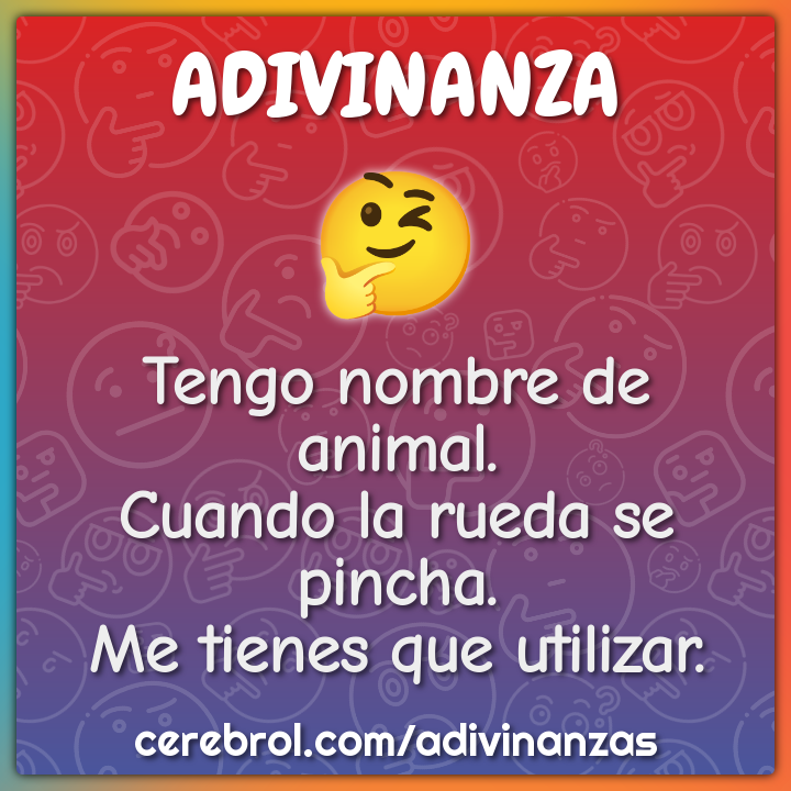 Tengo nombre de animal. Cuando la rueda se pincha. Me tienes que...