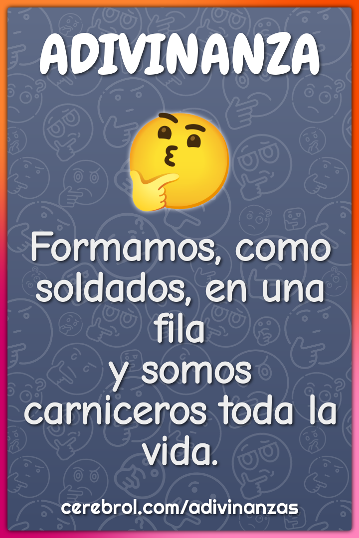 Formamos, como soldados, en una fila
y somos carniceros toda la vida.