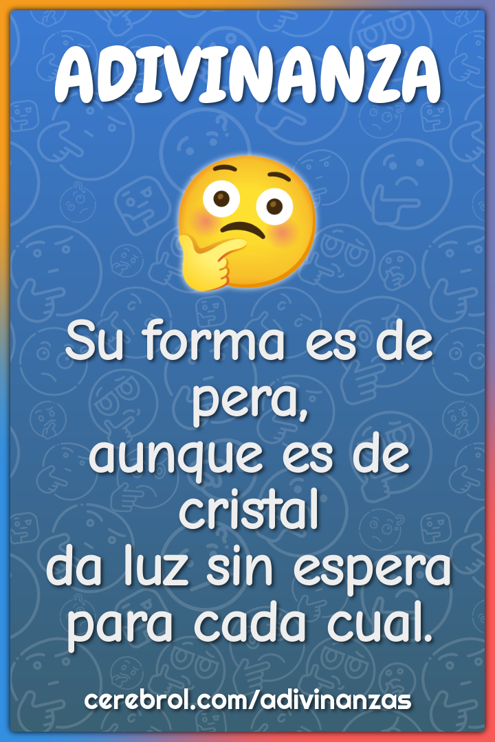 Su forma es de pera, aunque es de cristal da luz sin espera para cada...