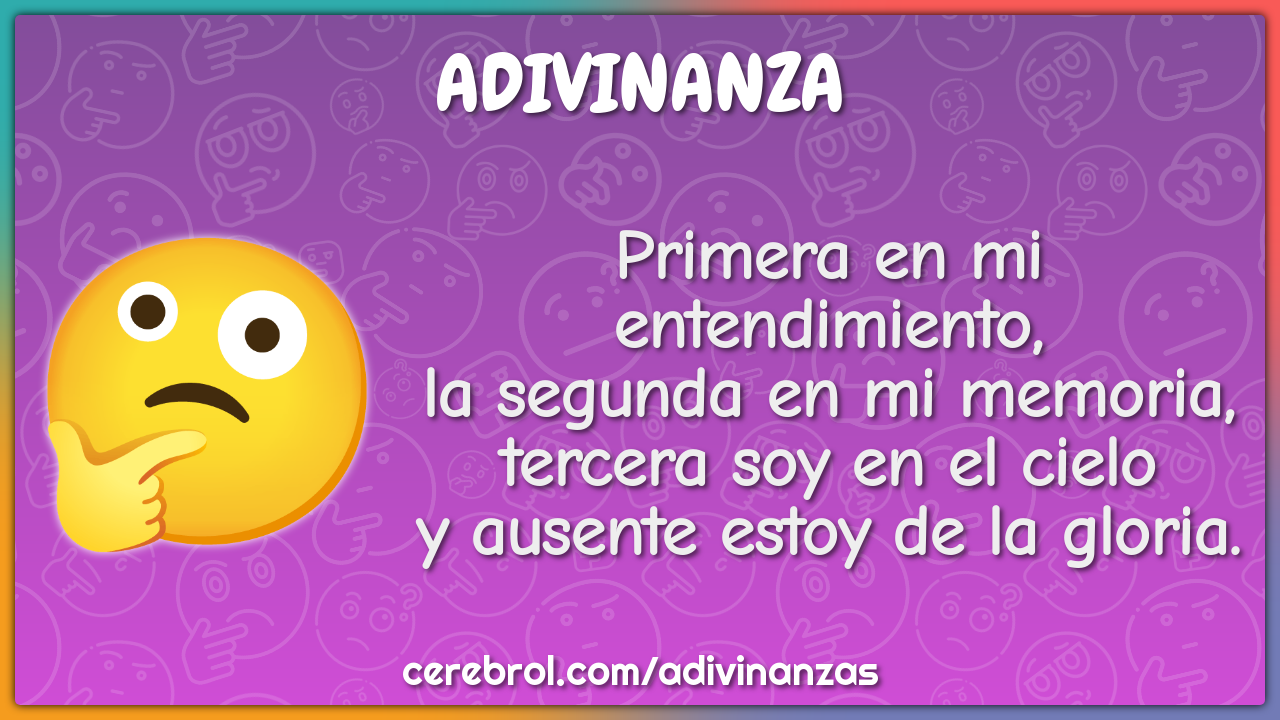 Primera en mi entendimiento, la segunda en mi memoria, tercera soy en -  Charada e Resposta - Racha Cuca