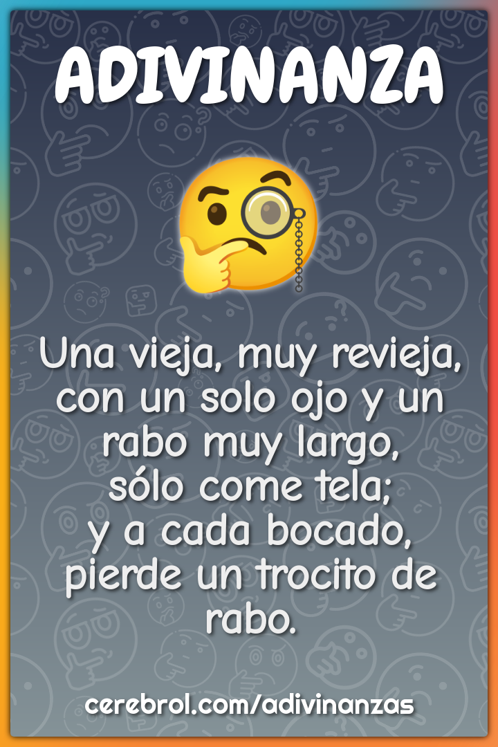 Una vieja, muy revieja, con un solo ojo y un rabo muy largo, sólo come...