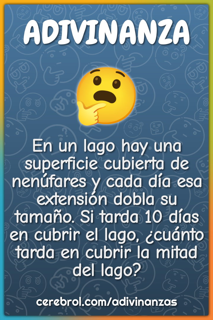 En un lago hay una superficie cubierta de nenúfares y cada día esa...