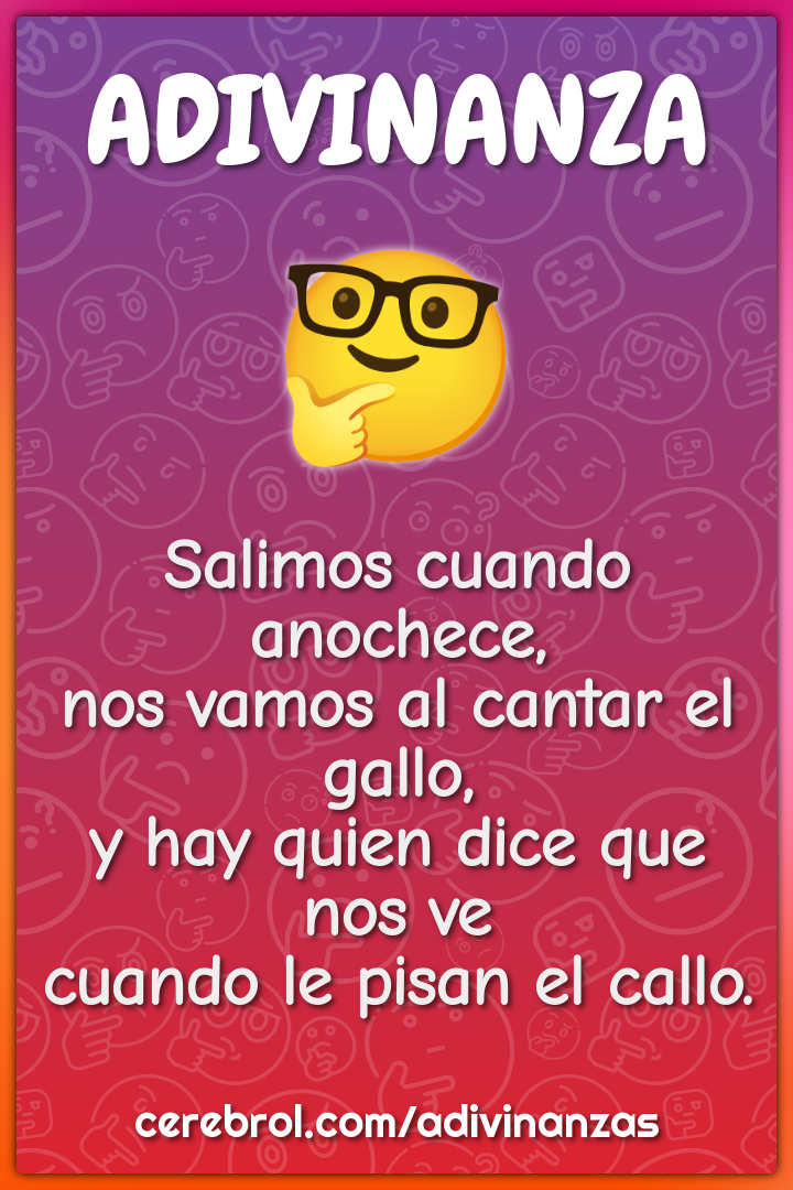 Salimos cuando anochece, nos vamos al cantar el gallo, y hay quien...