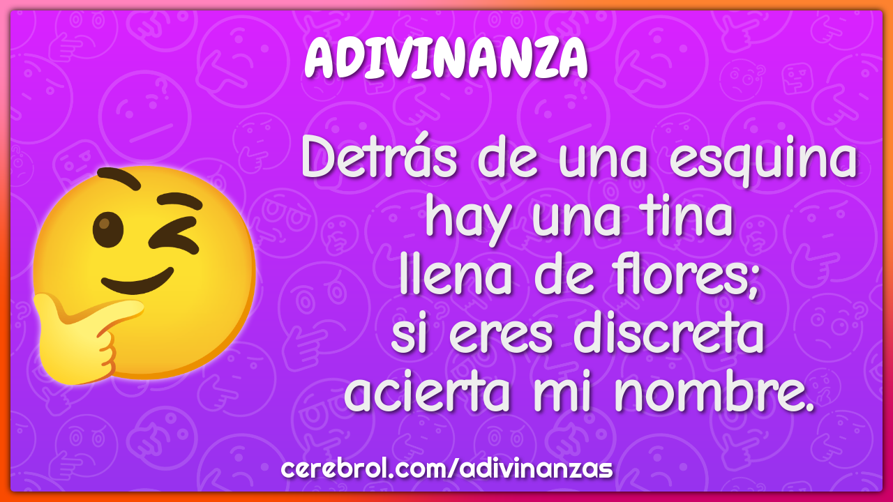 Detrás de una esquina hay una tina llena de flores; si eres discreta...